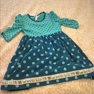 Polka Dot Kids Dress in Teal